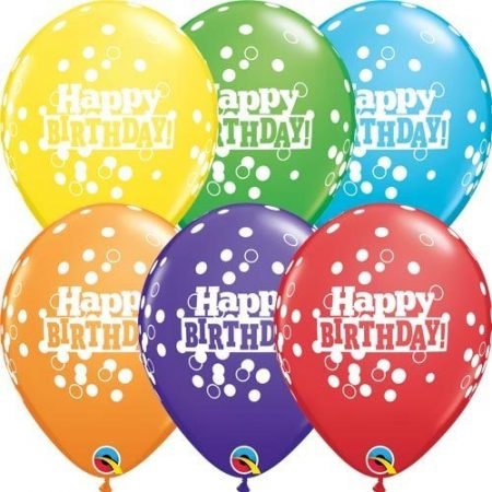 Happy Birthday Confetti & Dots Latex Balloons