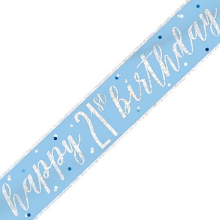 Happy 21st Birthday Banner Glitz Blue