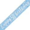Happy 50th Birthday Banner Glitz Blue