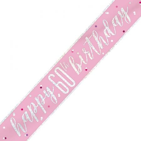 Happy 60th Birthday Banner Glitz Pink