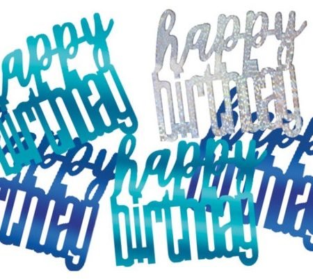 Happy Birthday Glitz Blue Confetti