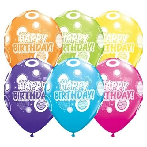 Happy Birthday Dots & Glitz Latex Balloons