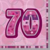 Happy 70th Birthday Napkins Glitz Pink