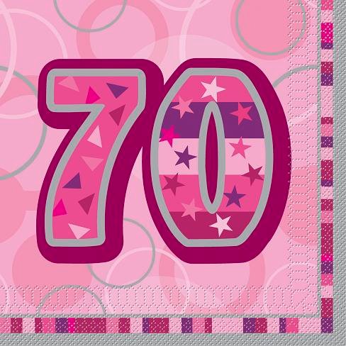 Happy 70th Birthday Napkins Glitz Pink