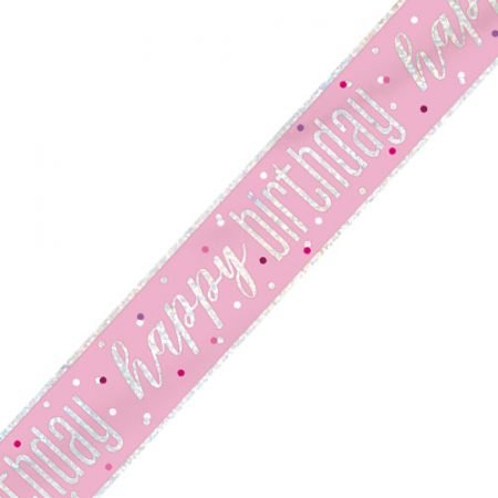 Happy Birthday Banner Glitz Pink