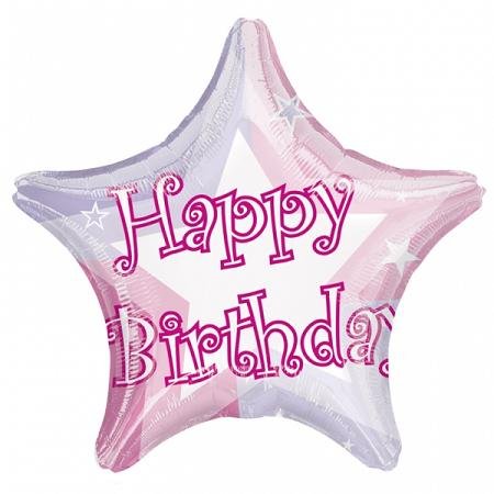 Happy Birthday Shimmer Pink Foil Balloon