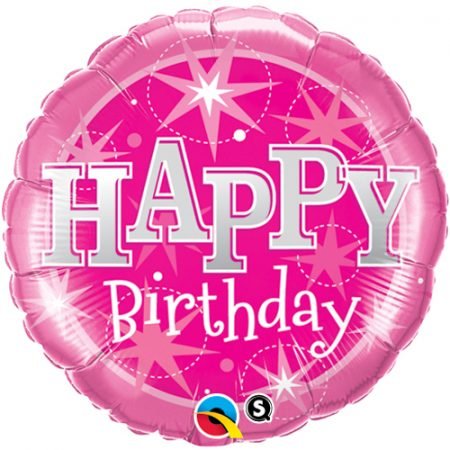 Happy Birthday Foil Balloon Pink Sparkle