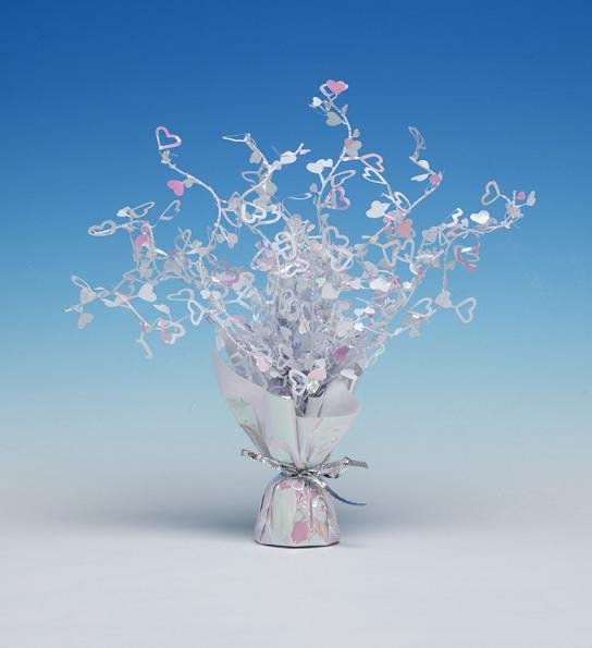 Irridesent Hearts Foil Spray Weighted Centrepiece