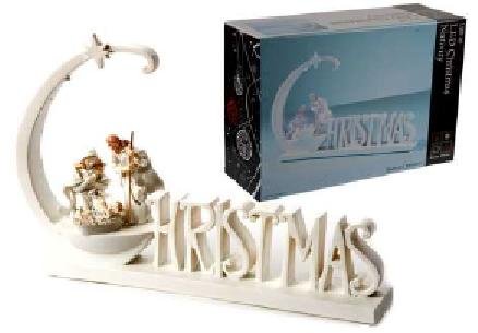 Light up LED White Christmas Nativity Scene