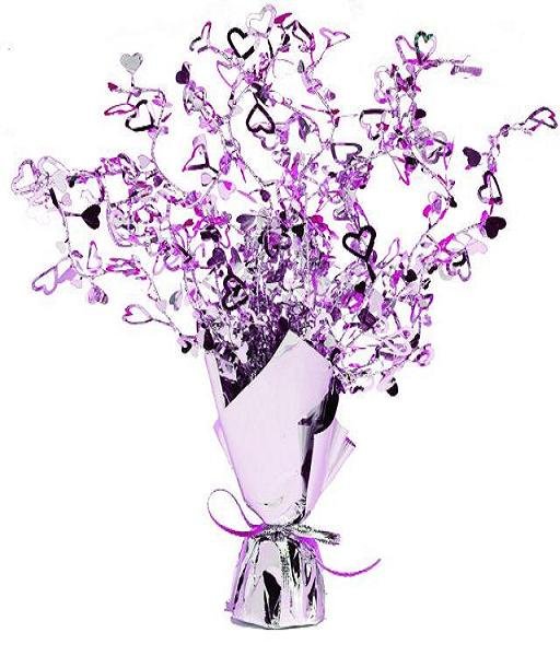 Lilac Hearts Foil Spray Weighted Centrepiece