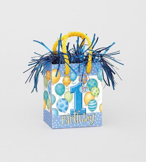 Happy 1st Birthday Balloons Blue Mini Gift Bag Balloon Weight