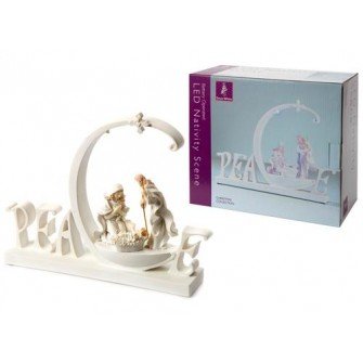 Light up LED White Peace Nativity Scene