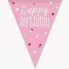 Happy Birthday Flag Banner Glitz Pink