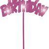 Happy Birthday Pink Flashing Cake Topper