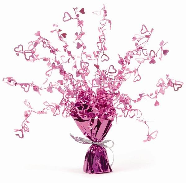 Hot Pink Hearts Foil Spray Weighted Centrepiece