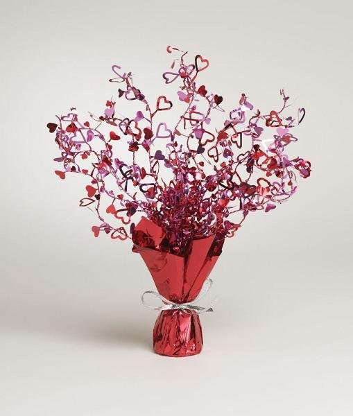 Pink & Red Hearts Foil Spray Weighted Centrepiece