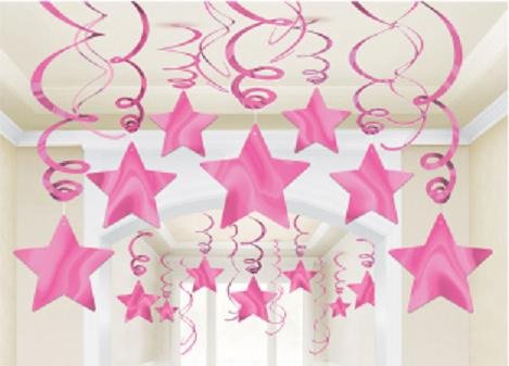 Swirls Shooting Stars Pink Hanging Decoration