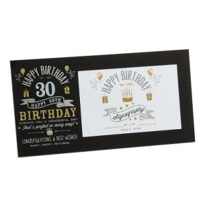 Happy 30th Birthday Black & Gold Photo Frame